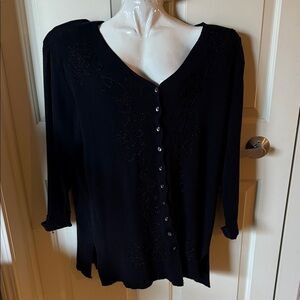 Summit Hill Black Embellished Button Cardigan | Dressy Knit Top